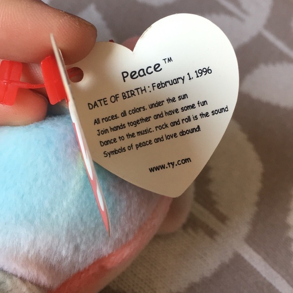 Rare ty Peace Bear beanie baby perfect construction with tag errors - Picture 9 of 15